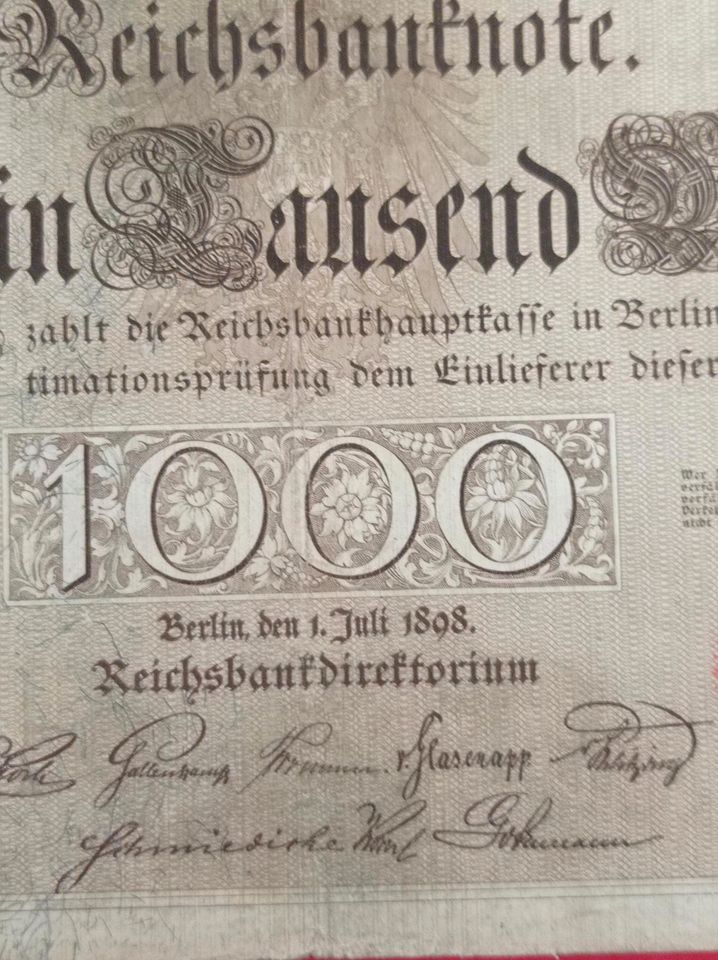 1000 Mark 1.7.1898 Rarität Banknoten Geldscheine in Berlin