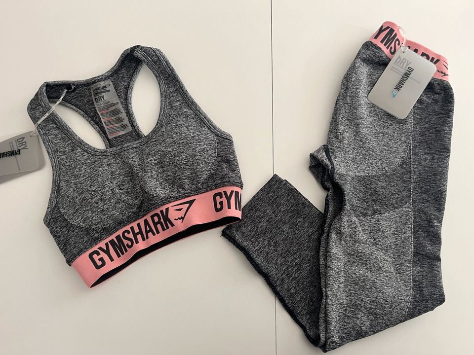 Gymshark Sport Set Flex grau meliert Rosa XS Bh Leggings Shorts in Saarbrücken