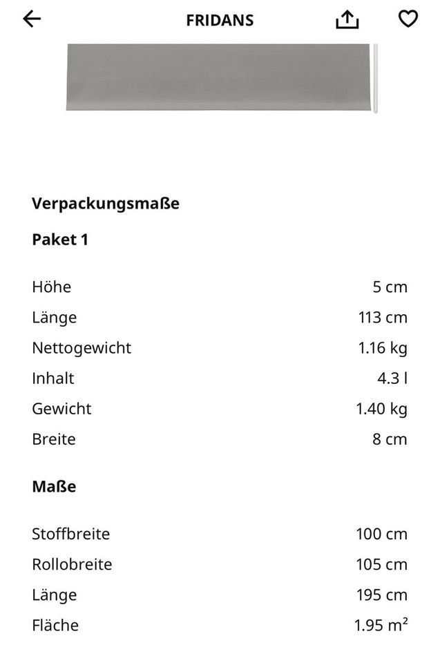 NEU Verdunklungsrollo Fridans von IKEA OVP in Inden