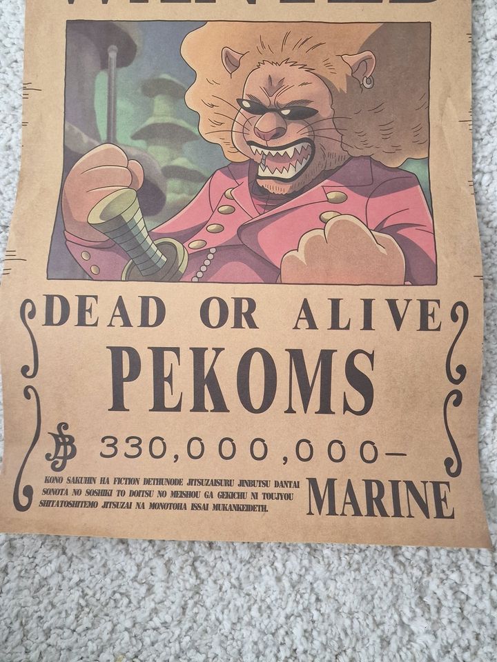 One Piece Poster WANTED PEKOMS, Ca. 36cm Höhe, ca. 25,5 cm Breite in Recklinghausen