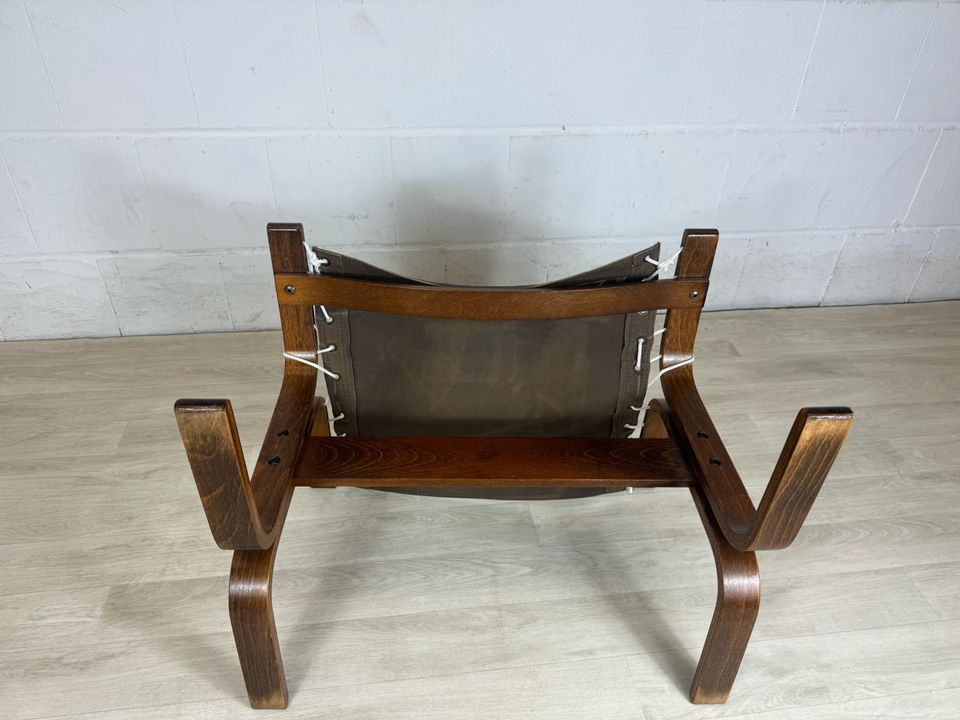 Vintage Teak Hocker Leder Norwegen 70er Rykken Rybo 60er in Delmenhorst