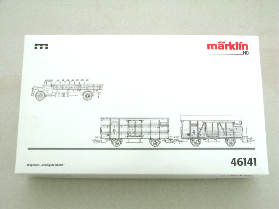 Märklin H0 46141 Wagen Set “Stückgutverkehr” mit Pritschen-LKW OV in Leingarten