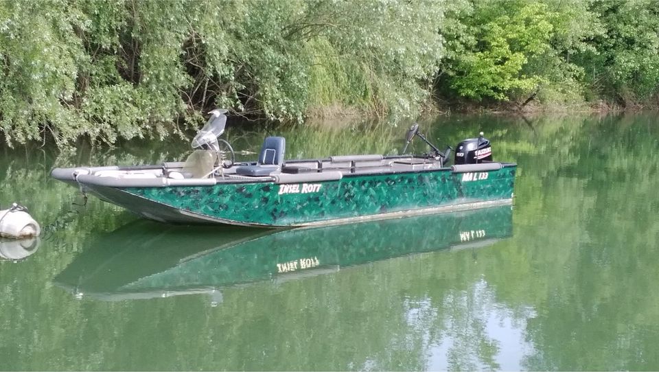 Fischerboot Aluminimu 50PS Susuki in Linkenheim-Hochstetten