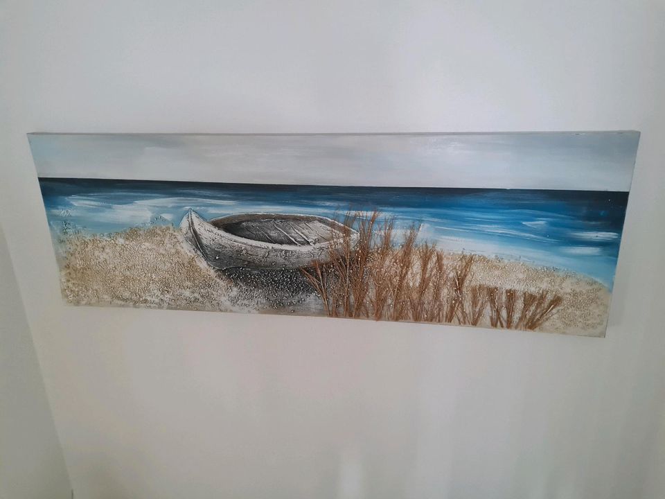 Wandbild Leinwand Boot am Strand in Nordhorn