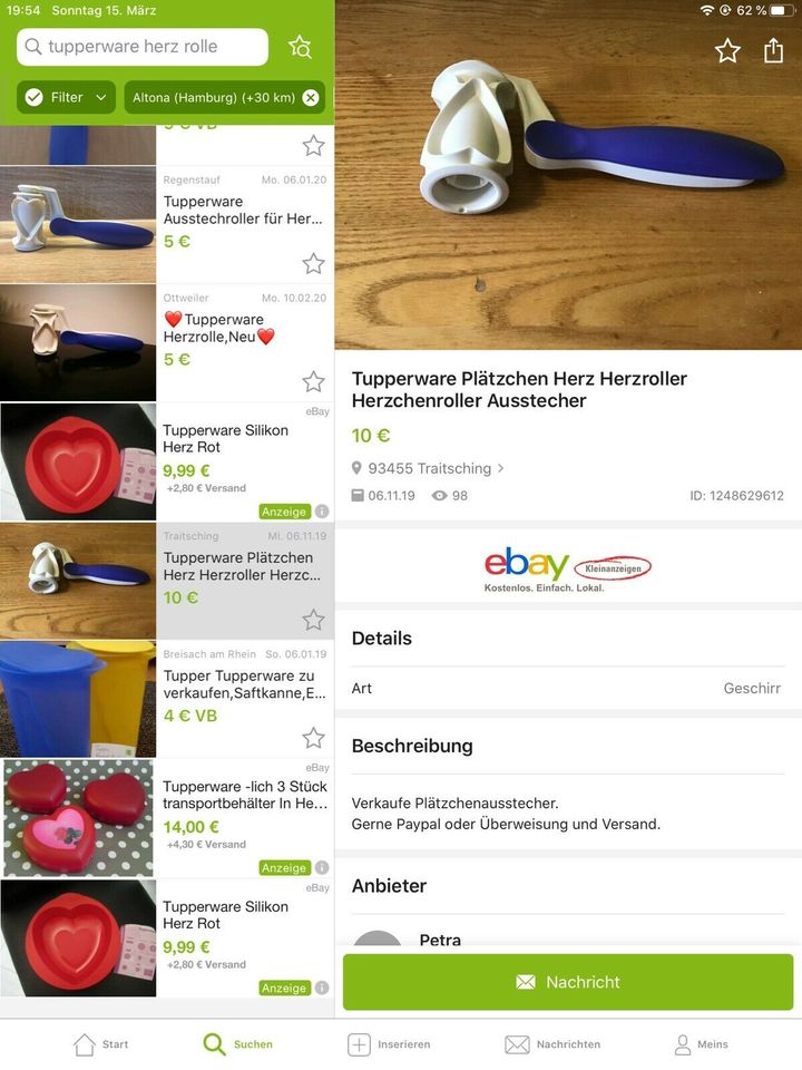 Plätzchen Roller mit Herzen von Tupperware Neuwertig in Altona - Hamburg  Osdorf | eBay Kleinanzeigen ist jetzt Kleinanzeigen