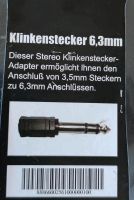 Stereo Klinkenstecker Adapter Buchse 6,3 mm 3,5 mm Sillenbuch - Heumaden Vorschau