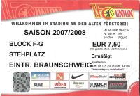 Eintrittskarte: 1. FC Union Berlin - Eintracht Braunschweig 07/08 Berlin - Lichtenberg Vorschau