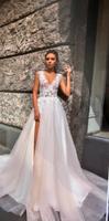 Brautkleid spitze Tüll Kristalle mit schlitz Hochzeitskleid Bayern - Münsterhausen Vorschau