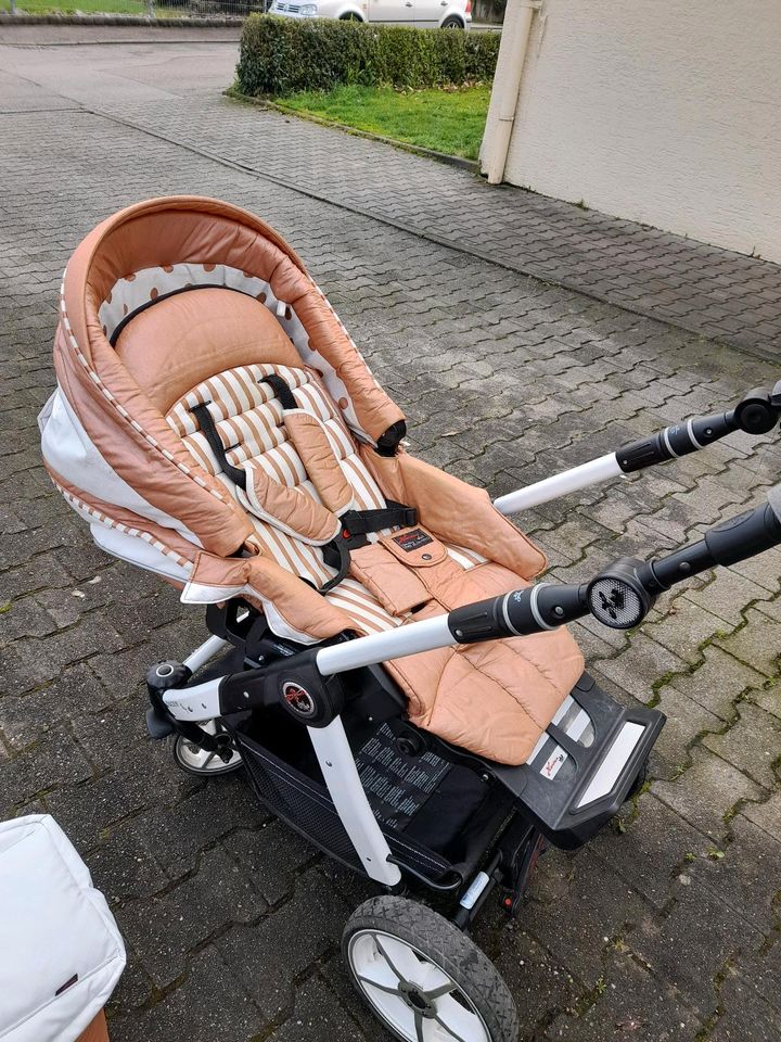 Kinderwagen Sonderedition Hartan Racer GT weiß kupfer Flachlieger in Ilsfeld