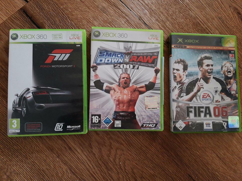 Xbox Forza Motorsport 3, Smack Down 2007, EA Sports FIFA 06 in Drolshagen