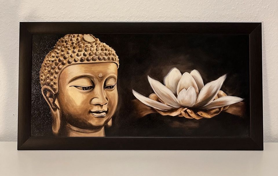 Wandbild Buddha mit Lotusblume 77x40cm in Giesen
