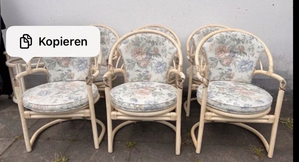 Wintergarten 7 Teilig Hochwertig Bambus Rattan Vintage 6 Sessel in Rodenberg