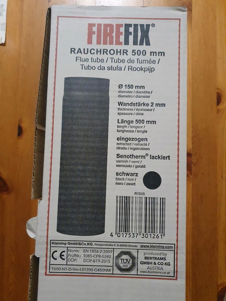 Kaminrohr Rauchrohr Kamin Firefix 150mm x 500mm schwarz in Arnsberg