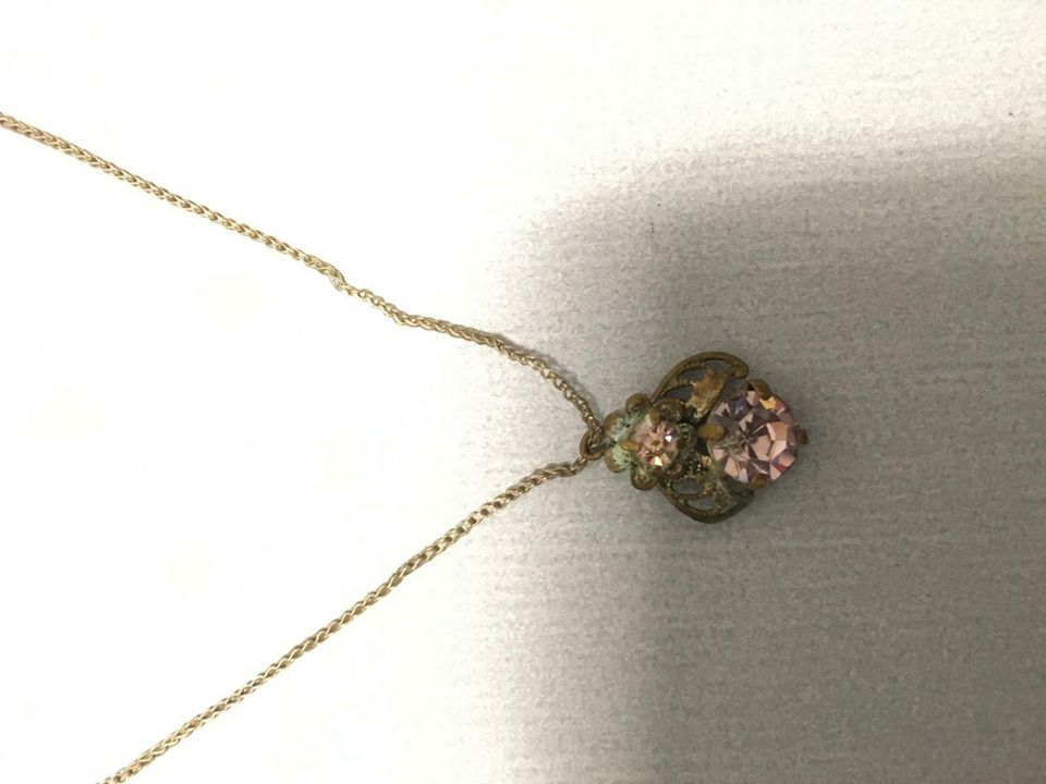 Modeschmuck alte Kette mit Anhänger metallisch silberfarben in Wohlsborn