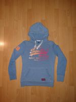 Hoodie Kapuzensweatshirt Größe S Marke Superdry hellblau mit Aufd Hessen - Frielendorf Vorschau