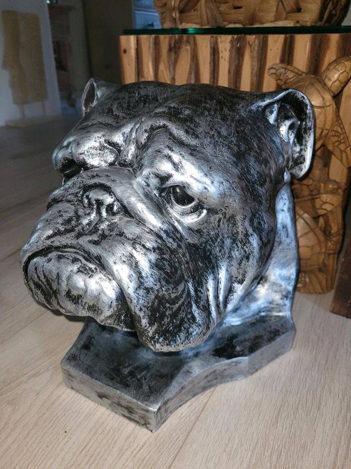 Englische Bulldogge Deko Kopf in silber in Solingen