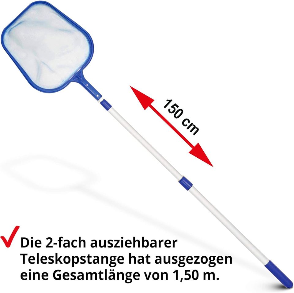 Kescher mit Teleskopstange Poolreinigung Schwimmbad Pool in Ostbevern