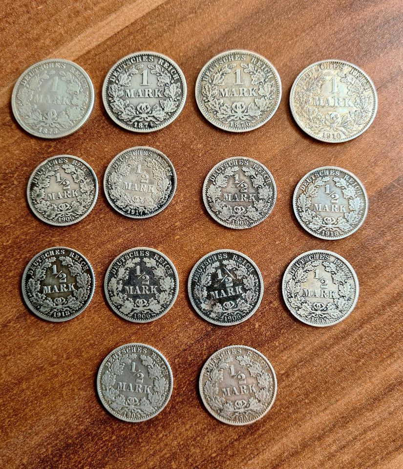 1/2 Mark und 1 Mark aus dem Kaiserreich  / Silbermünzen in Braunschweig