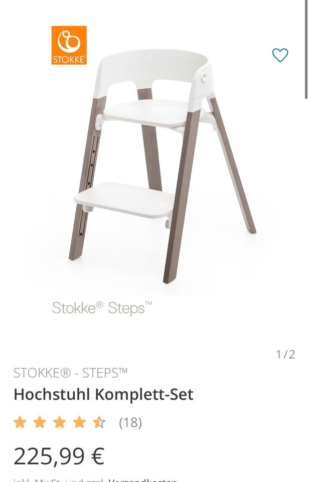 Hochstuhl Komplett-Set , Stokke Steps , weiß Grau in Frankfurt am Main