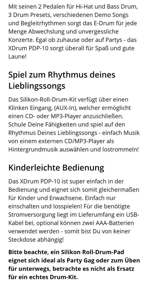 Roll up drum kit von Kirstein Musikhaus in Bad Freienwalde