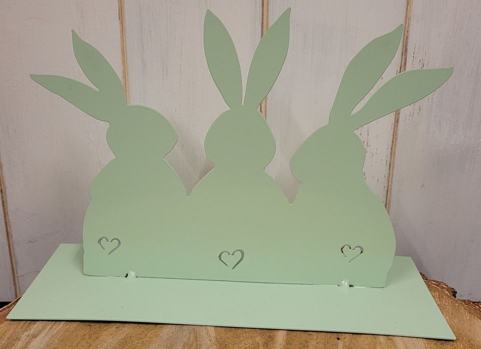 Hase Ostern Dekoration Metall Farbe Tier Frühling Kaninchen Figur in Eltmann