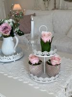 Etagere, 3 x Rose, 2 Teelichthalter shabby Deko Garten Landhaus Niedersachsen - Berne Vorschau