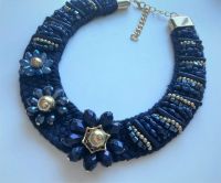 Halskette Statementkette Statement Kette blau gold Hessen - Glashütten Vorschau