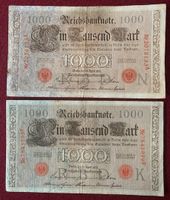 1000 Mark-Reichsbanknote 21. April 1910, gebraucht, rot u. grün Baden-Württemberg - Bad Waldsee Vorschau