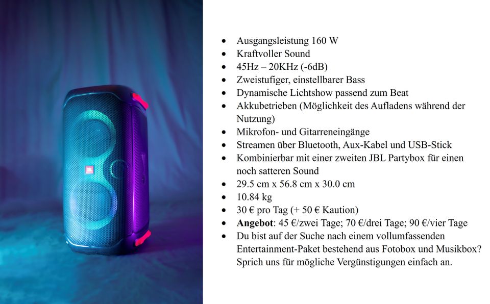 Musikboxen zu vermieten (JBL Partybox 110, 310, 710 und encore) in Osnabrück