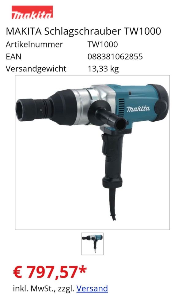 Makita TW 1000 Schlagschrauber/neu unbenutzt. in Hemer