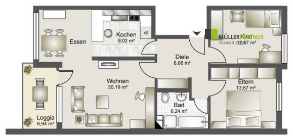 Großzügig geschnittene 3-Zimmerwohnung mit Garagenstellplatz in Eschweiler zu vermieten in Eschweiler