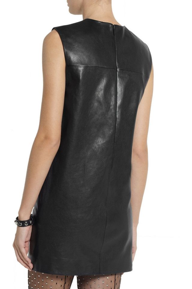 Saint Laurent Etui Kleid Lederkleid Schwarz 34 XS Leather Dress in Hamburg