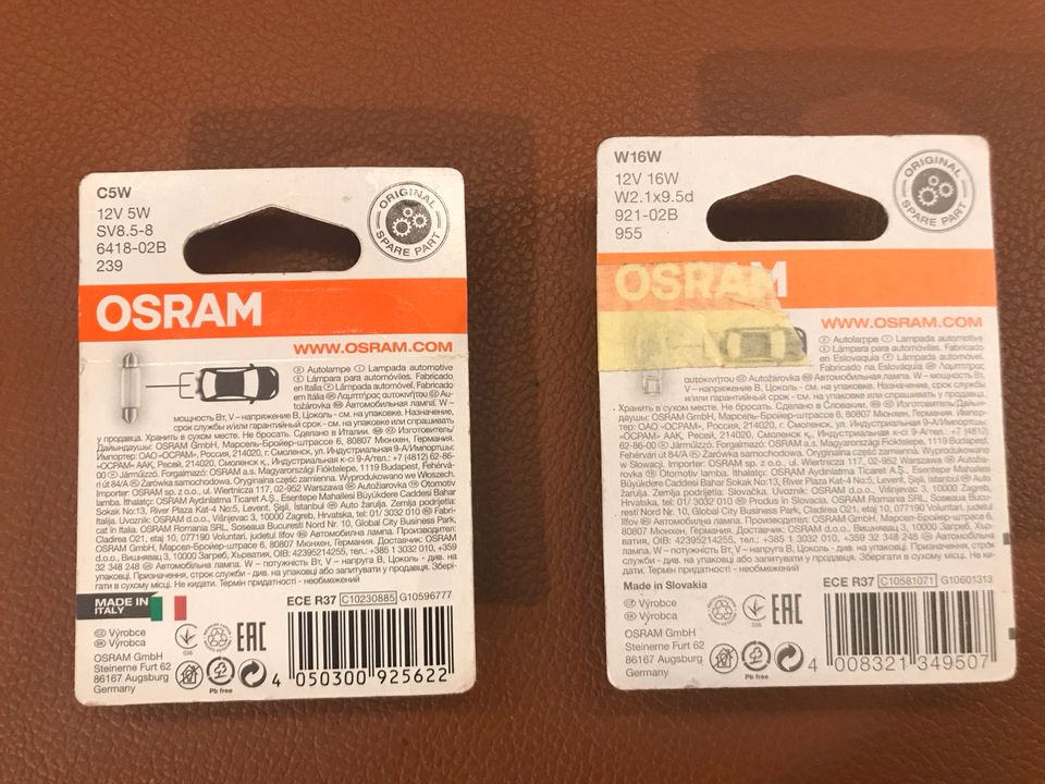 Osram W16W & C5W Ersatz Birnen Renault R4 in Moosburg a.d. Isar