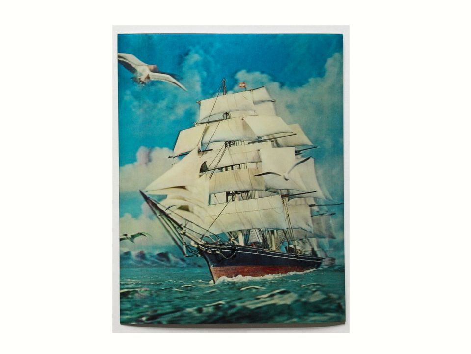Toppan, altes 3D Lenticular Bild England Segelschiff CUTTY SARK in Hamburg