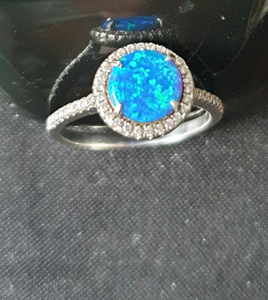 Ring silberfarben türkis blauer Stein in Düren