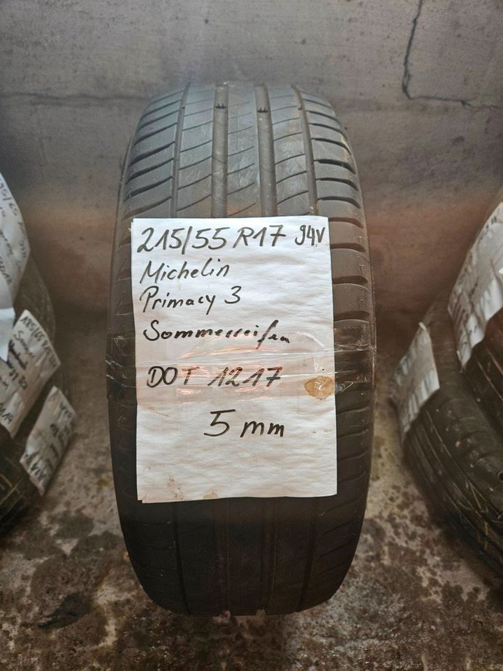 215/55 R17 94V Sommerreifen 5 mm DOT1217 Michelin in Schrobenhausen