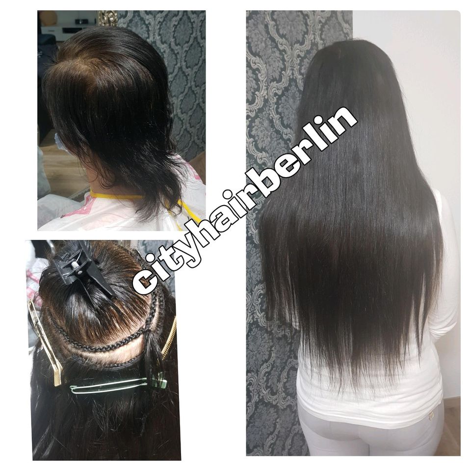 Haarverlängerung hair extensions tressen einnähen weaving echthaa in Berlin