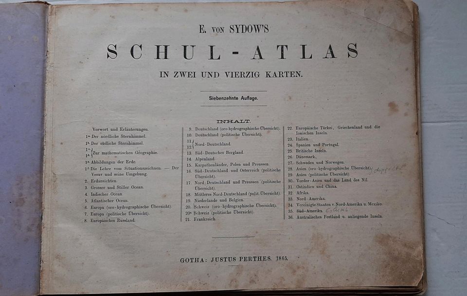 Sydow's Schul-Atlas 1865 in Singen