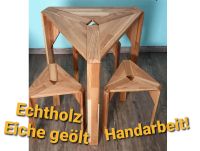 Tisch/Holztisch+ 3 Hocker/Stühle Echtholz Eiche geölt Sachsen - Wurzen Vorschau