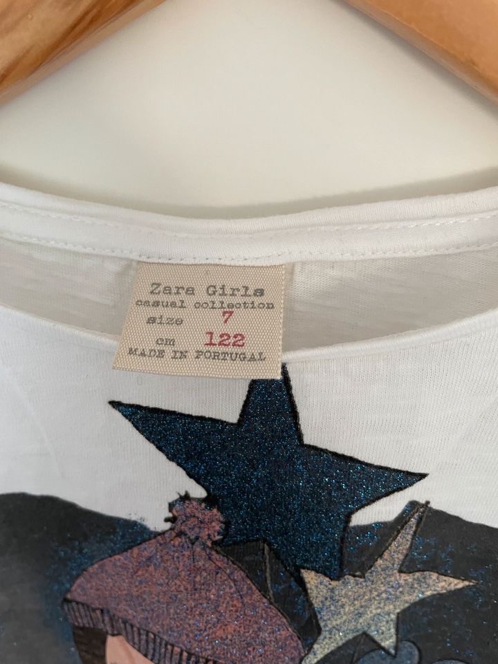 Zara Langarmshirt Mädchen Gr. 122 weiß mit Frontprint in Essen