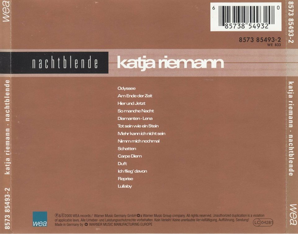 Katja Riemann - Nachtblende CD in Berlin