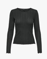 ONLY Langarmshirt 40 42 schwarz Shirt gerippt Wellensaum Baden-Württemberg - Karlsruhe Vorschau