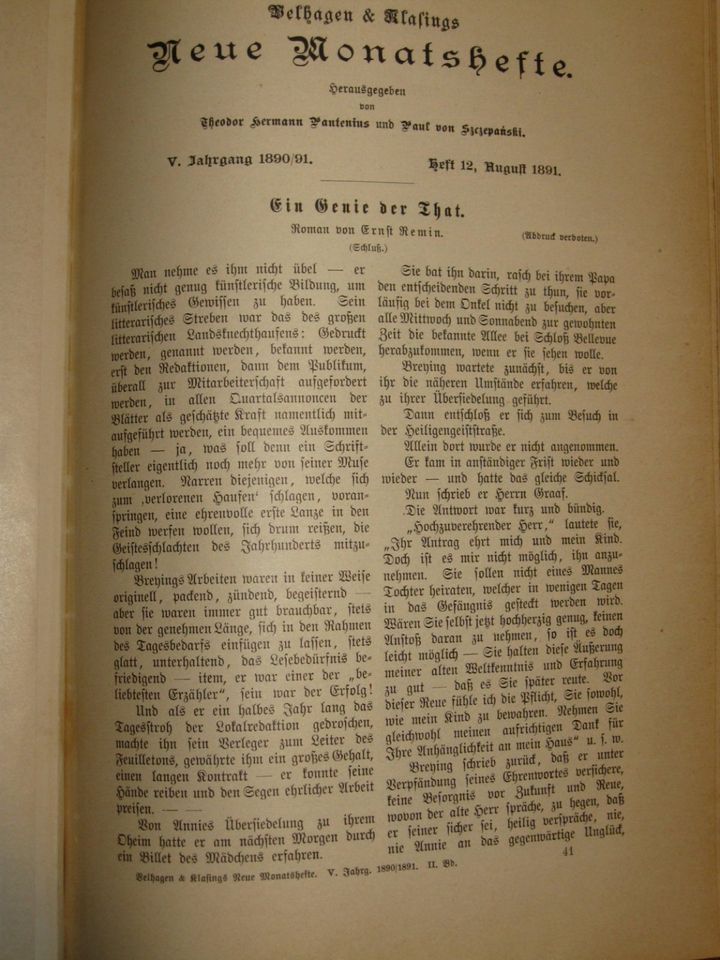 NEUE MONATSHEFTE 1890-1891, II. Band - Rarität - Antiquität in Berlin