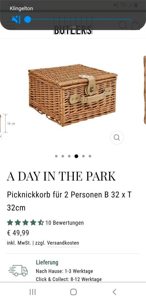 Picknickkorb Butlers OVP, für 2 Personen in Mühltal 