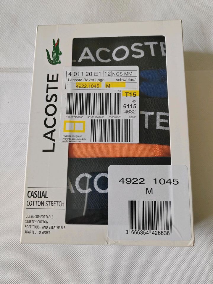 Lacoste Boxershorts Boxer Logo 3er Packung GR M in Bielefeld