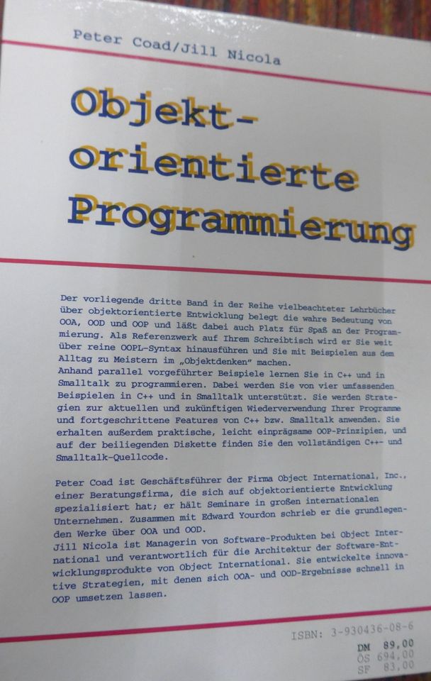 2x Objektorientierte Programmierung OOP, Coad/Nicola, Claussen in Dortmund