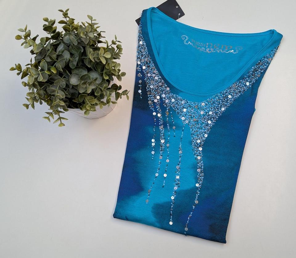Neu Gr. 42 Tunika T - Shirt Badekleid Tuzzi blau gemustert in Forchheim