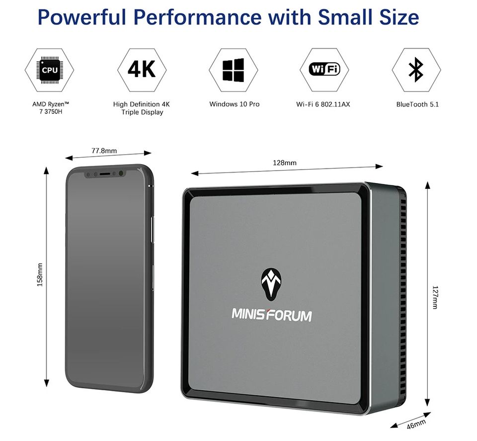 Mini PC  AMD Ryzen 7 3750H - Radeo RX Vega10 /16GB / 512GB M2.SSD in Fahrenzhausen