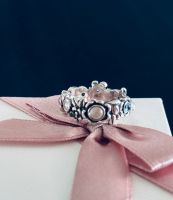 ♥️ Pandora Oldie Blüten Ring mit Blautopas & Mondstein Hessen - Kirchhain Vorschau