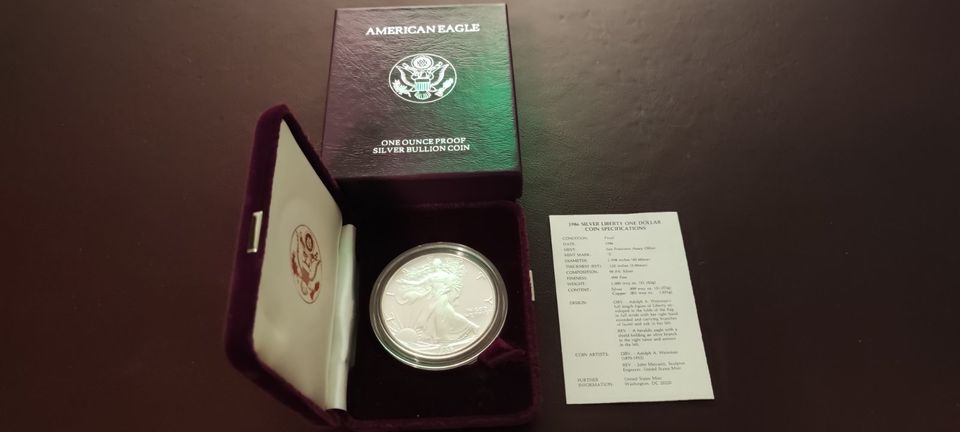 American Eagle PP 1986 - Silber polierte Platte - Wertanlagen Set in Bingen